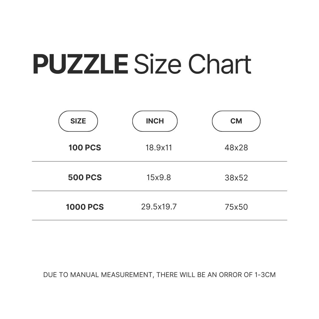 Puzzle Size Chart - Paramore Band Store