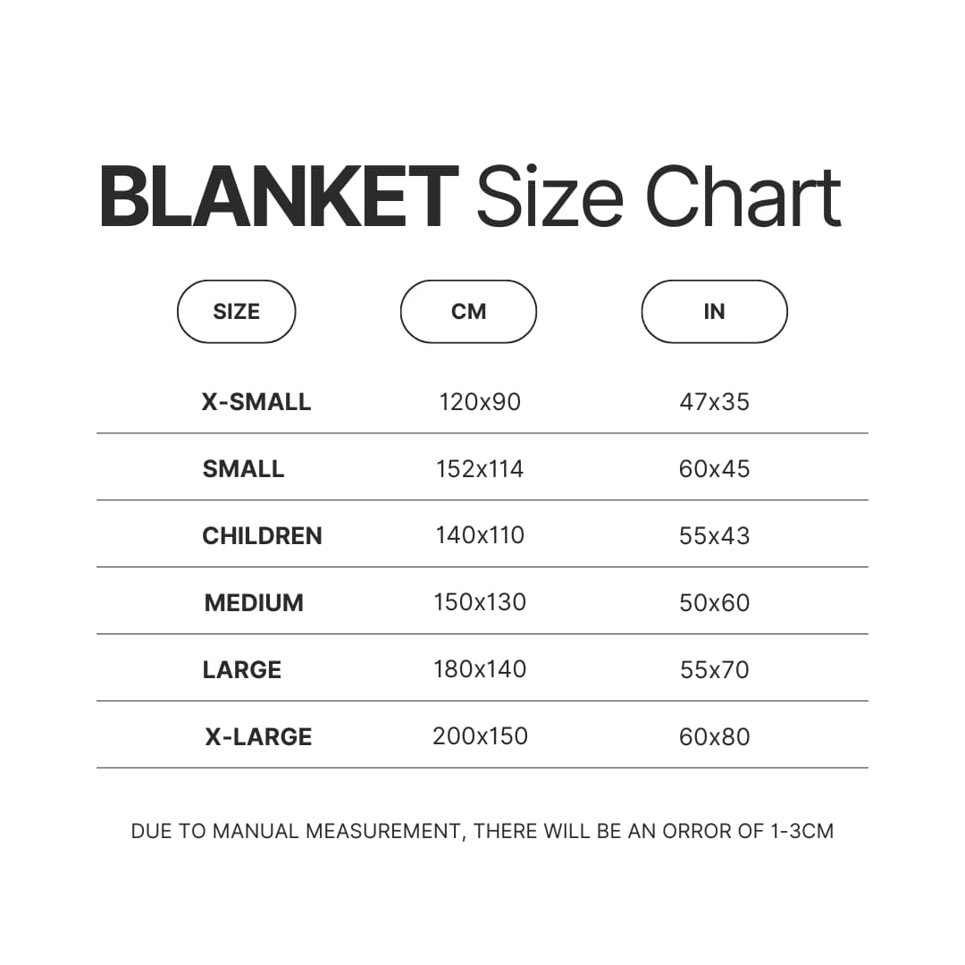 Blanket Size Chart - Paramore Band Store