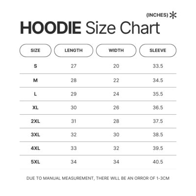 Hoodie Size Chart - Paramore Band Store